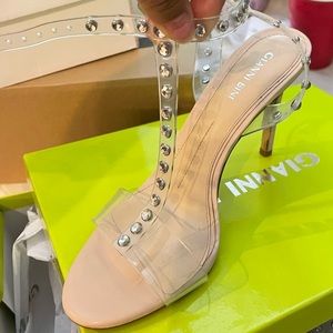 Gianni Bini studded rhinestone strap heels